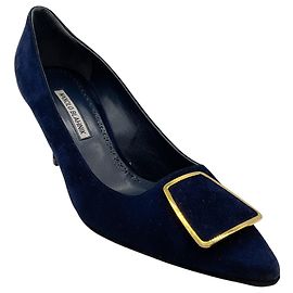 Escarpins Maysale en daim bleu marine Manolo Blahnik Bleu Marine
