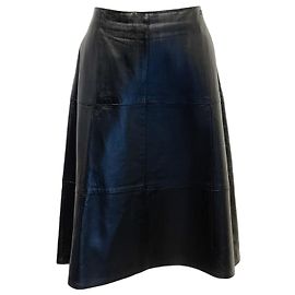 Chanel Black Leather A Line Skirt Black