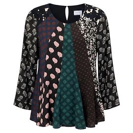 Blouse en soie patchwork multicolore noire Lanvin Multicolore