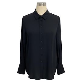 Joseph Black Long Sleeved Silk Button Front Blouse Black
