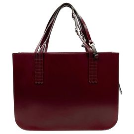 Bolso Shopper Chanel Vintage de cuero burdeos Roja