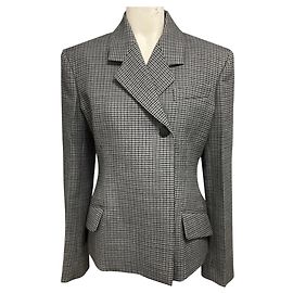 Salvatore Ferragamo Ferragamo Blazer aus Wolle in grauem Multi-Houndstooth Grau