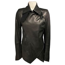 Giacca Luvas in pelle nera Ann Demeulemeester Nero