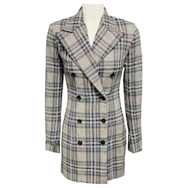 Autre Marque Y/PROJECT Grey / Blue Multi Plaid Double Breasted Blazer Multiple colors
