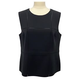 The Row Black 'Grida' Grid Pattern Sleeveless Scuba Jersey Cropped Top Black