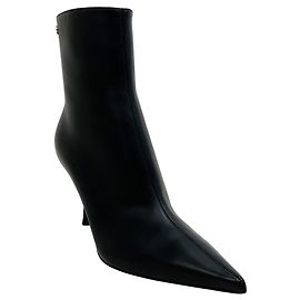 Gianvito Rossi Black Leather Dunn Booties Black