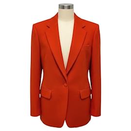 Dries Van Noten Rust One Button Wool Tweed Blazer Jacket Red
