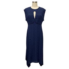 Vestido Midi de Jacquard Assimétrico Inaia Azul Ba&sh com Detalhe Keyhole Azul