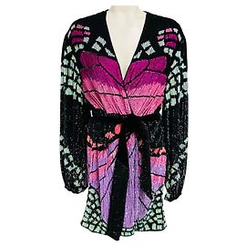 Retrofête Retrofete Pink / Black Multi Sequined Jacket with Belt Multiple colors