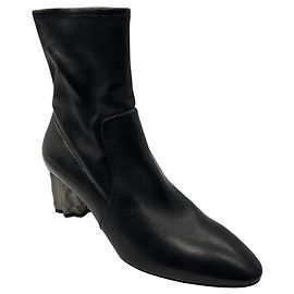 Botas sock em couro preto Salvatore Ferragamo com salto geométrico Preto