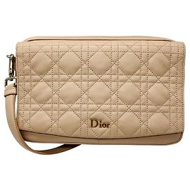 Bolsa Camera com aba em couro Cannage bege Christian Dior Bege