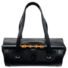 Borsa a tracolla Gucci in pelle nera Bamboo Bullet Nero
