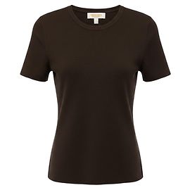 Pull à manches courtes en cachemire marron chocolat Michael Kors Collection Marron