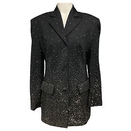 Off White Off-White Black Single Breasted Crystal Embellished Wool Blazer Black