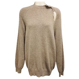 Céline Camisola de Lã e Alpaca Taupe Celine com Detalhe Cut Out Bege