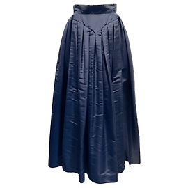 Gonna ampia in seta blu navy vintage Chanel Blu navy