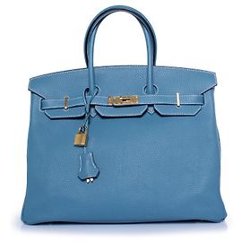 Hermès Hermes, sac Birkin 35 Blue jean en cuir togo Bleu