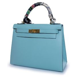 Hermès Hermes, sac kelly II sellier 28 epsom bleu atoll Bleu Doré