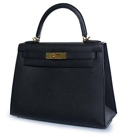 Hermès Hermes, sac Kelly II sellier 28 epsom 89 black Noir Doré