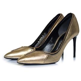 Tom Ford, Escarpins en python avec fermeture éclair métallique dorée Doré