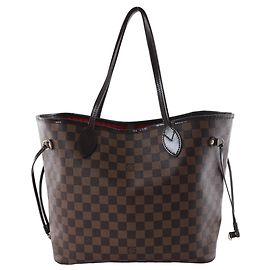Borsa a tracolla Louis Vuitton Neverfull MM Damier Ebene Marrone N51105 Rosso