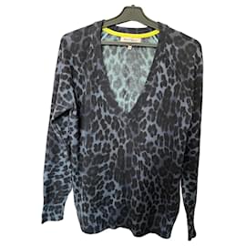 Pull à col en V en laine imprimé léopard Juicy Couture