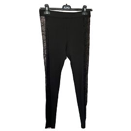 Leggings de algodón con panel de encaje negro Versus Versace Negro
