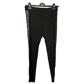 Versus Versace Black Lace Panel Cotton Leggings
