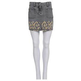 Chanel Minirock aus grauem Distressed-Denim - FR 36 gebraucht Andere
