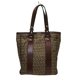 Tote Aperta Fendi Zucchino Canvas Medium Marrone