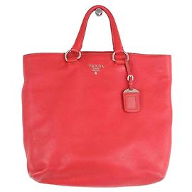 Cabas Prada de couro vermelho Vermelho