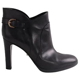 Botas Sergio Rossi de couro preto com fivela Preto