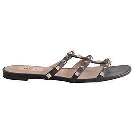 Valentino Black Leather Sandals Size 38 Black