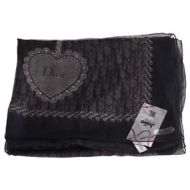 Chèche Dior en soie noir Noir