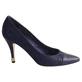Chanel Navy Blue Leather Heels Size 40 Navy blue