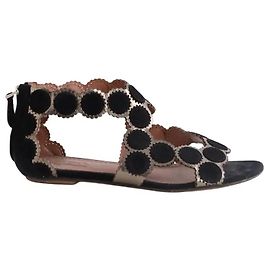 Ballerines Alaïa en daim noir Noir