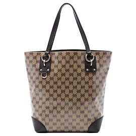 Tote Gucci GG Crystal com pingente vertical castanho Marrom