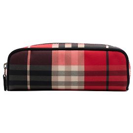 Burberry Red Exploded Check Canvas Pouch Rot