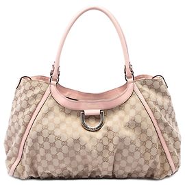 Beige Gucci GG Canvas Abbey Schultertasche mit D-Ring Beige