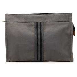 Clutch Hermès Canvas Fourre Tout Gris Gris