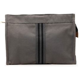 Hermès Canvas Fourre Tout Clutch Grau Grau