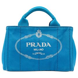 Borsa Prada Small Canvas Canapa Logo Blu Blu