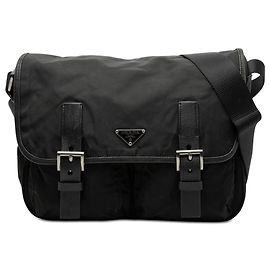 Sac messager Prada Tessuto noir à double boucle Noir