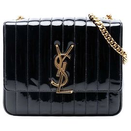 Borsa a tracolla Vicky Large in vernice nera Saint Laurent Nero
