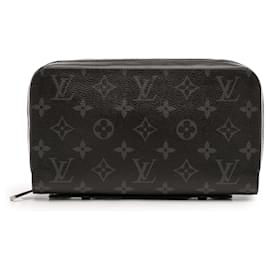 Black Louis Vuitton Monogram Eclipse Zippy XL Long Wallets Black