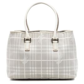 Sac cabas Burberry Haymarket Check Canvas Gris Gris