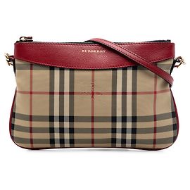 Bolsa Tiracolo Burberry Haymarket Check Peyton em Nylon Bege Bege