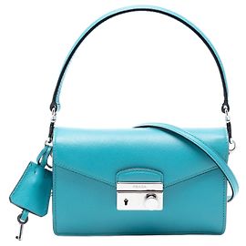 Sac Satchel Prada Saffiano Lux Sound Lock Bleu Bleu