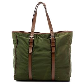 Sac cabas Tessuto Prada vert avec garnitures en cuir Vert