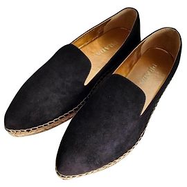 Chaussures plates espadrilles en daim Prada Noir